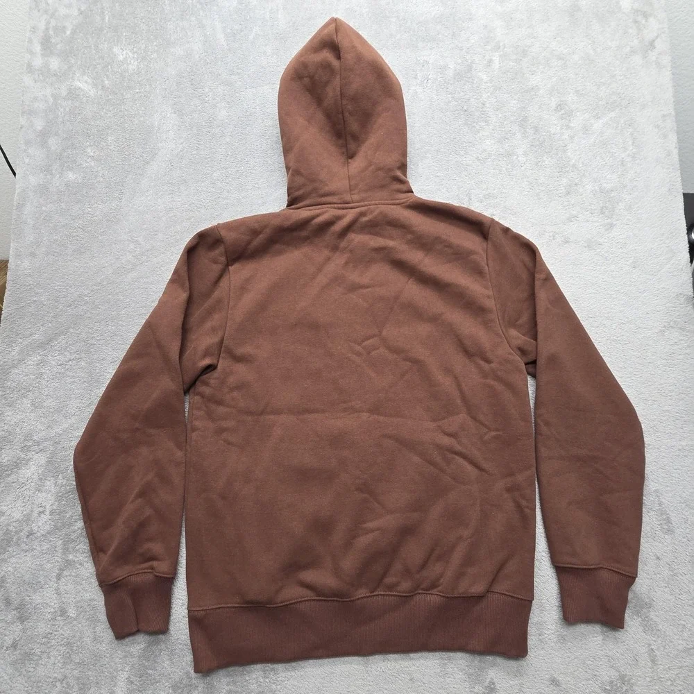 The North Face Hoodie Mens M Brown Pullover Hooded Lined Fleece Embroidered